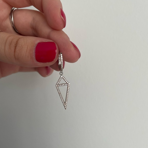 Sterling silver geometric CZ dangle earrings - Picture 2 of 3